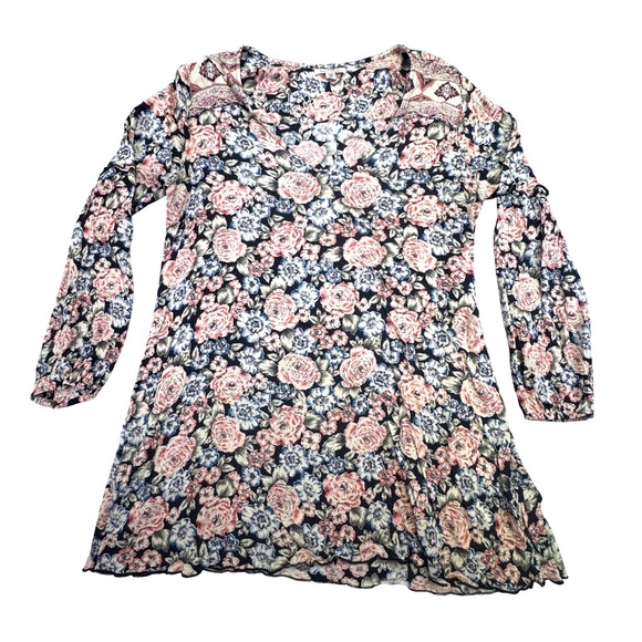 Billabong Dresses & Skirts - Billabong Dress Women's Size Large Long Sleeve Floral Short Dress Hippie Cottage